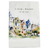 San Francisco Painted Ladies Landscape Wedding Mittlere Geschenktüte (Vorderseite)