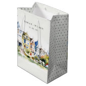 San Francisco Painted Ladies Landscape Wedding Mittlere Geschenktüte (Rückseite Schrägansicht)