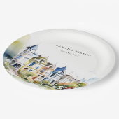 San Francisco Painted Ladies Landscape Wedding Pappteller (Schrägansicht)