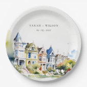 San Francisco Painted Ladies Landscape Wedding Pappteller (Vorderseite)