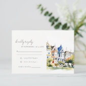 San Francisco Painted Ladies Landscape Wedding RSVP Karte (Stehend Vorderseite)