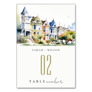 San Francisco Painted Ladies Landschaft Hochzeit Tischnummer