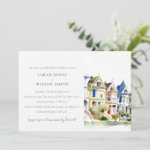 San Francisco Painted Ladies Rehearsal Dinner Einladung (Stehend Vorderseite)