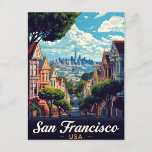 San Francisco Painted Ladies Stadtansicht Postkarte