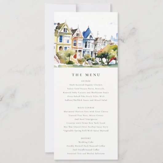 San Francisco Painted Ladies Wedding Menu Card Einladung (Vorderseite)