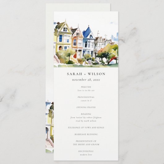 San Francisco Painted Ladies Wedding Program Einladung (Vorne/Hinten)