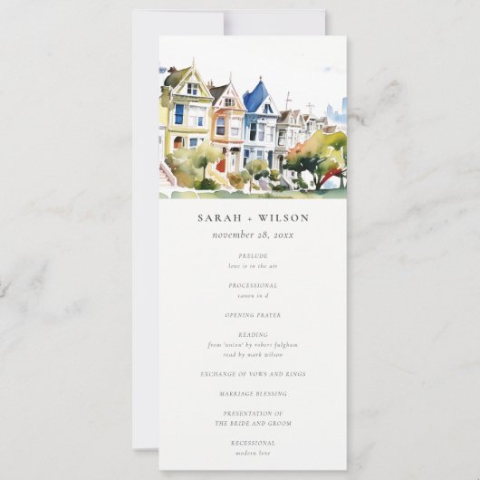San Francisco Painted Ladies Wedding Program Einladung (Vorderseite)
