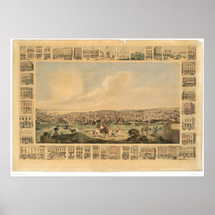 San Francisco, panoramische Karte 1860 (1162A) CA Poster