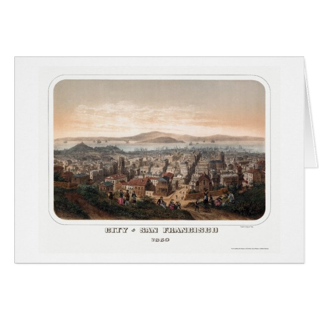 San Francisco, panoramische Karte CAs - 1860 (Vorderseite (Horizontal))