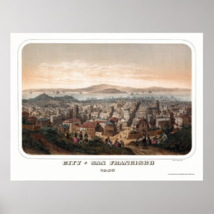 San Francisco, panoramische Karte CAs - 1860 Poster
