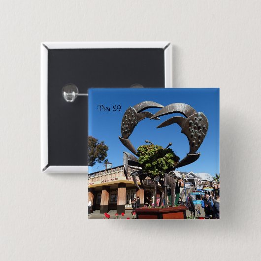 San Francisco Pier 39 Crab Statue Pinback Button (Vorne & Hinten)