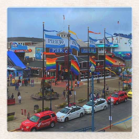 San Francisco Pier 39 Pride #1 Untersetzer aus Gla (Vorderseite)