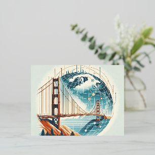 San Francisco Postcard Golden Gate Bridge Folien Feiertagspostkarte