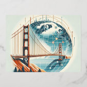 San Francisco Postcard | Golden Gate Bridge Folien Feiertagspostkarte (Vorderseite)