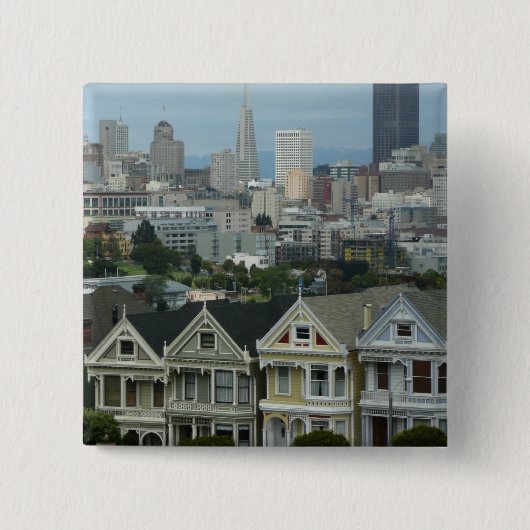 San Francisco Postcard Row City Scene Fotografie Button (Vorderseite)