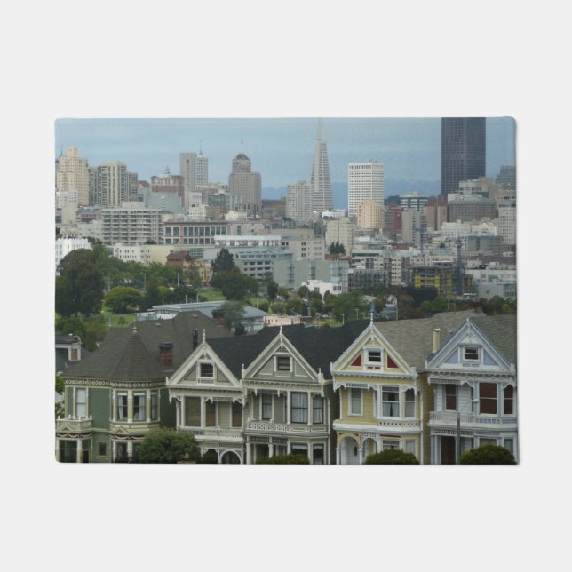 San Francisco Postcard Row City Scene Fotografie Fußmatte (Vorderseite)