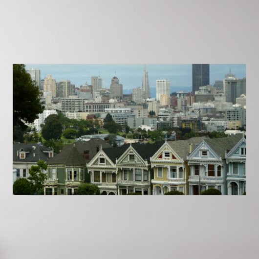 San Francisco Postcard Row City Scene Fotografie Poster (Vorne)