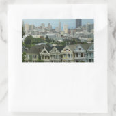 San Francisco Postcard Row City Scene Fotografie Rechteckiger Aufkleber (Tasche)