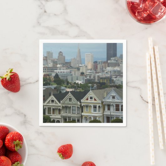 San Francisco Postcard Row City Scene Fotografie Serviette (Beispiel)