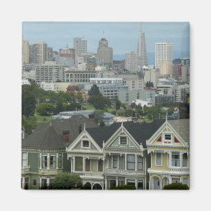 San Francisco Postcard Row Stadt Szene Fotografie Magnet