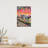 San Francisco Psychedelic Rainbow Art Print Poster (Küche)