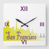 San Francisco Quadratische Wanduhr (Vorderseite)