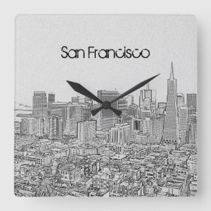 San Francisco Quadratische Wanduhr