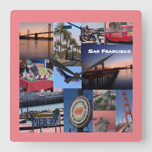 San Francisco Quadratische Wanduhr (Vorderseite)