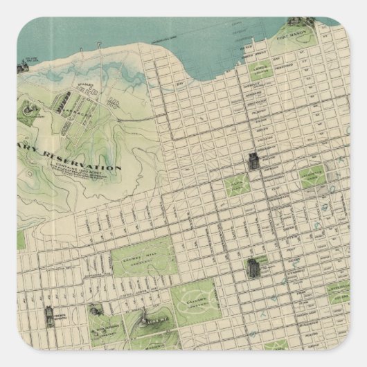 San Francisco Quadratischer Aufkleber (Vorderseite)