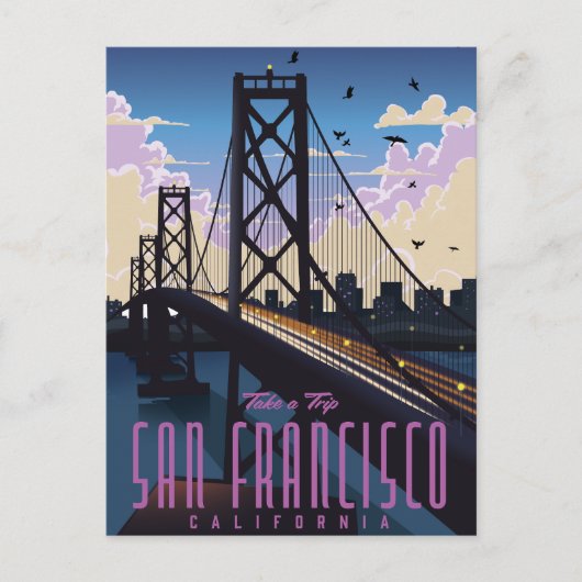 San Francisco Reiseplakat Ankündigungspostkarte (Vorderseite)