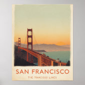 San Francisco Retro Golden Gate Bridge  Poster (Vorne)
