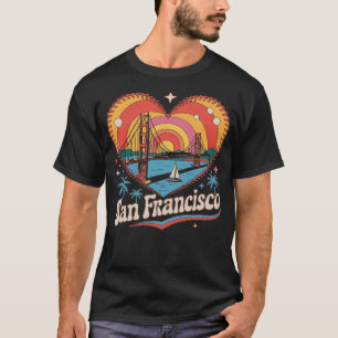San Francisco Retro Herz Golden Gate Bridge T-Shirt