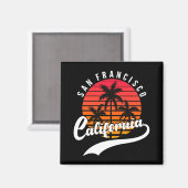 San Francisco Retro Sunset and Palm Tree Magnet (Vorderseite/Rückseite)