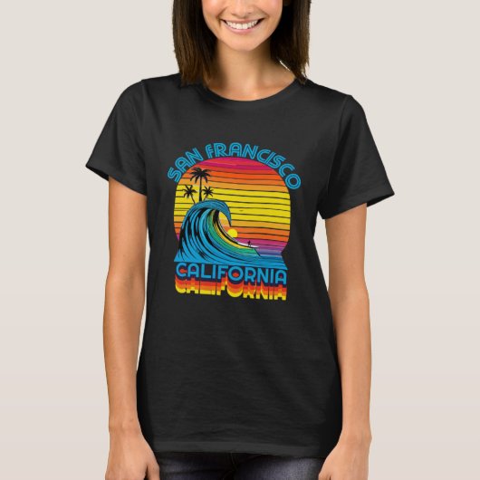 San Francisco Retro Throwback Surf & Beach Souveni T-Shirt (Vorderseite)