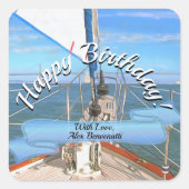 San Francisco Sailing Birthday 0869 Quadratischer Aufkleber (Vorderseite)