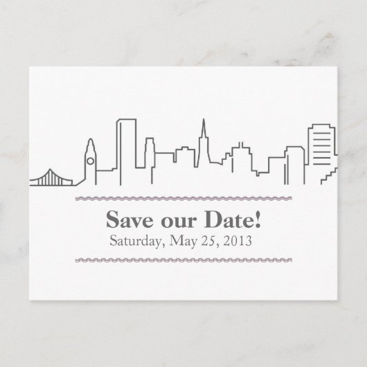 San Francisco Save the Date City Skyline Ankündigungspostkarte (Vorderseite)