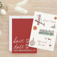 San Francisco Save the Date mit Zeichnungen