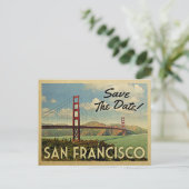 San Francisco Save the Date Vintage Postkarten (Stehend Vorderseite)
