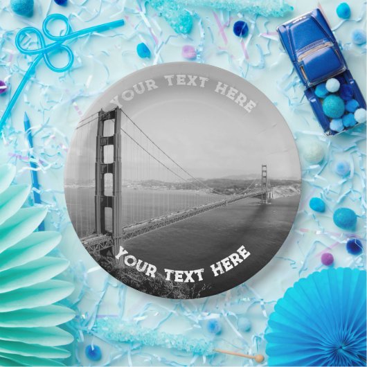 San Francisco Schwarz-weißes Goldenes Tor Pappteller (Party)