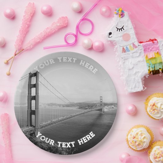 San Francisco Schwarz-weißes Goldenes Tor Pappteller (Party)