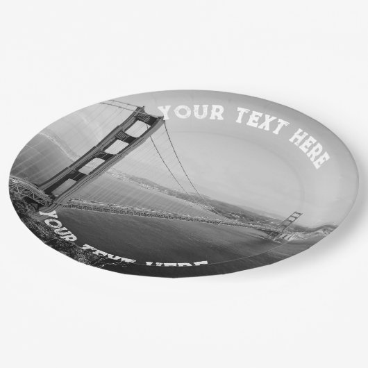 San Francisco Schwarz-weißes Goldenes Tor Pappteller (Schrägansicht)