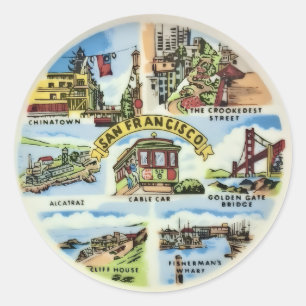San Francisco Sehenswürdigkeiten Runder Aufkleber