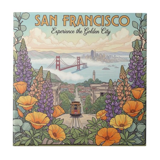 San Francisco-Seilbahn-Postkarte Fliese (Vorderseite)