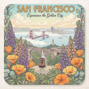 San Francisco-Seilbahn-Postkarte Rechteckiger Pappuntersetzer