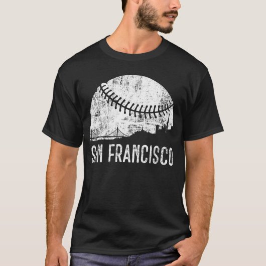 San Francisco SF City Skyline Baseball T-Shirt (Vorderseite)