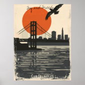 San Francisco Silhouetten - Goldenes Tor Reflektio Poster (Vorne)