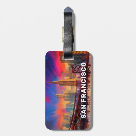 San Francisco Skyline Abstrakte Kunst Gepäckanhänger (Rückseite vertikal)