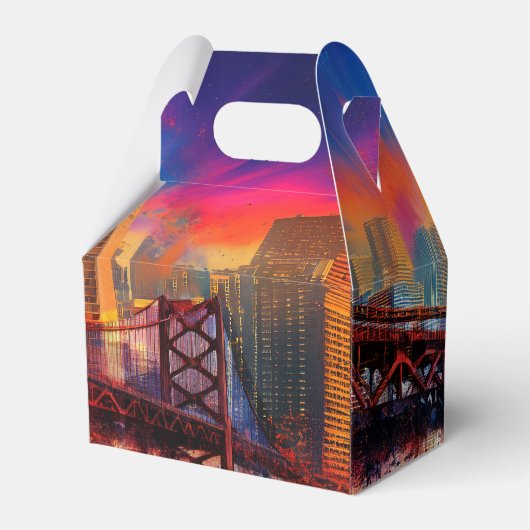 San Francisco Skyline Abstrakte Kunst Geschenkschachtel (Rückseite)