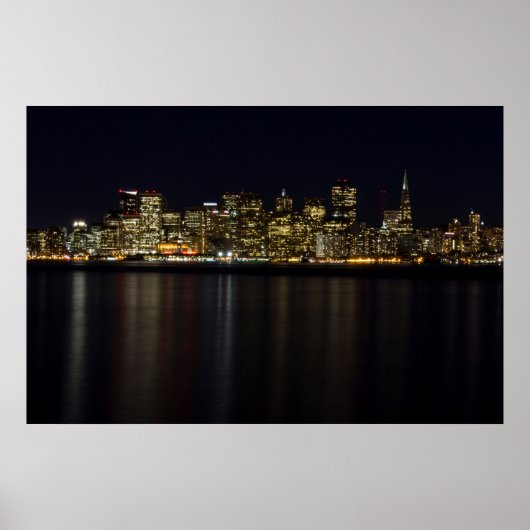 San Francisco Skyline an der Nachtwand Poster (Vorne)