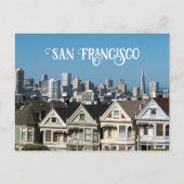 San Francisco Skyline and Painted Ladys Houses Postkarte (Vorderseite)